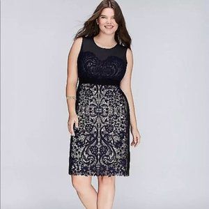 NWT Lane Bryant (14) Navy lace overlay dress.
